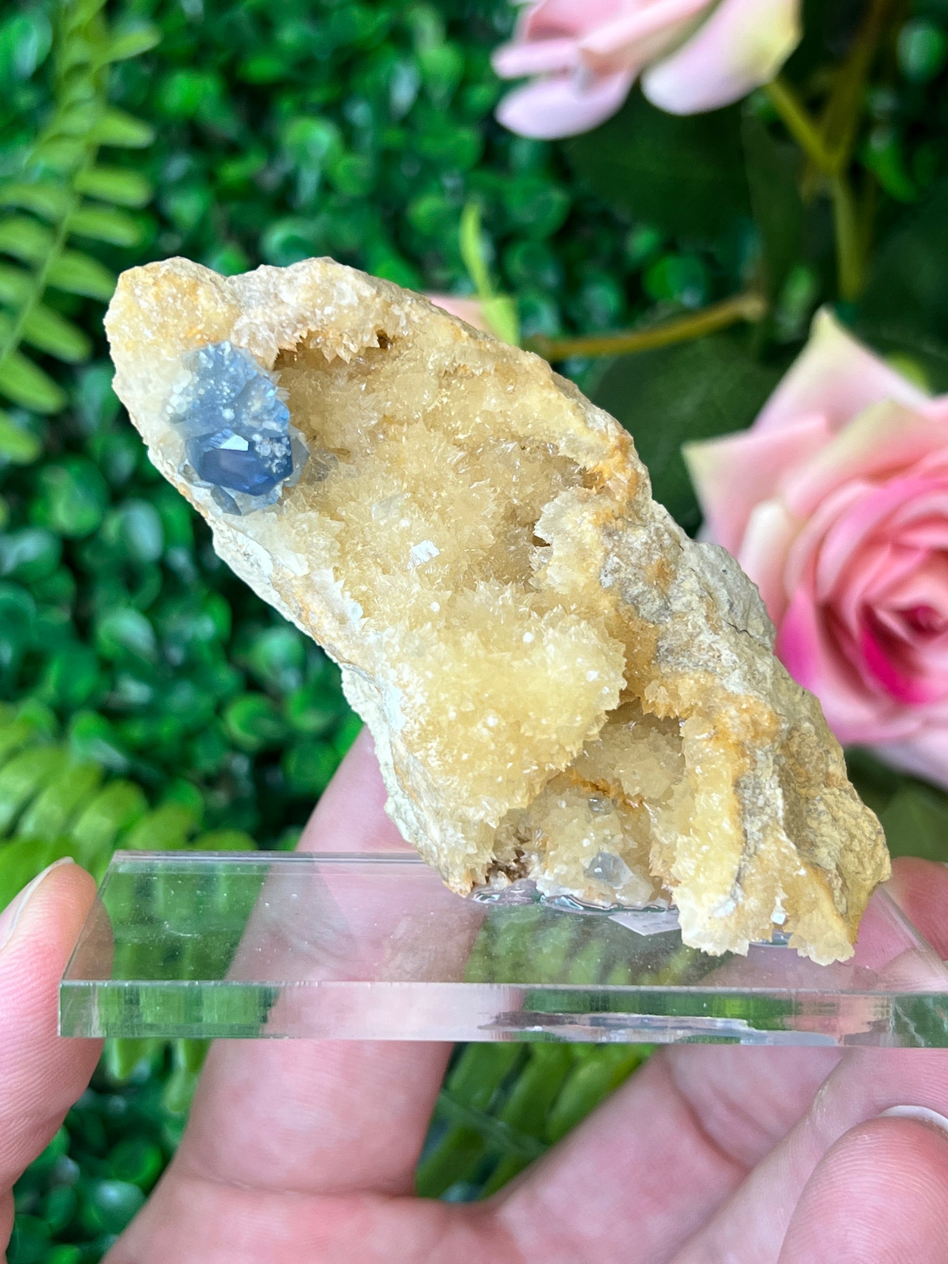 Celestine on Calcite