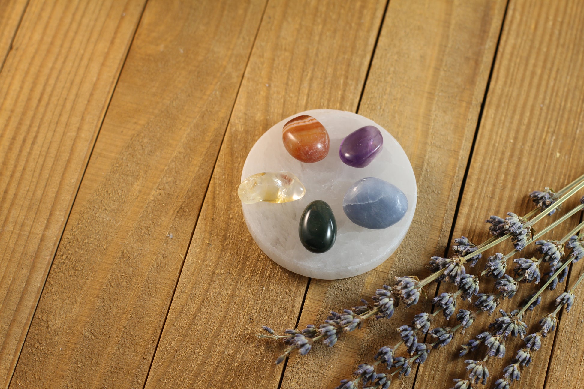 Selenite Small Round Charging Plates