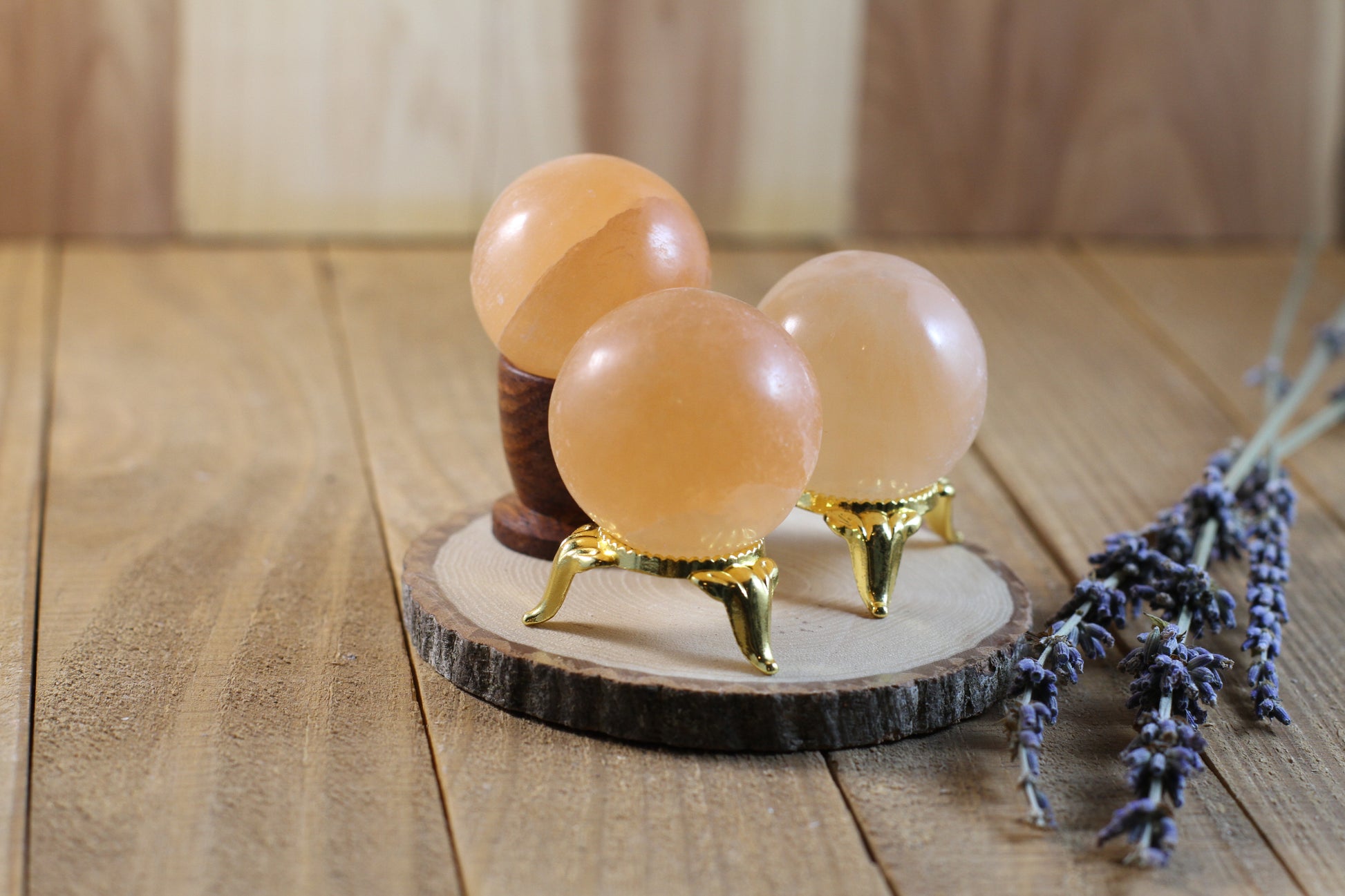 Peach Selenite Spheres