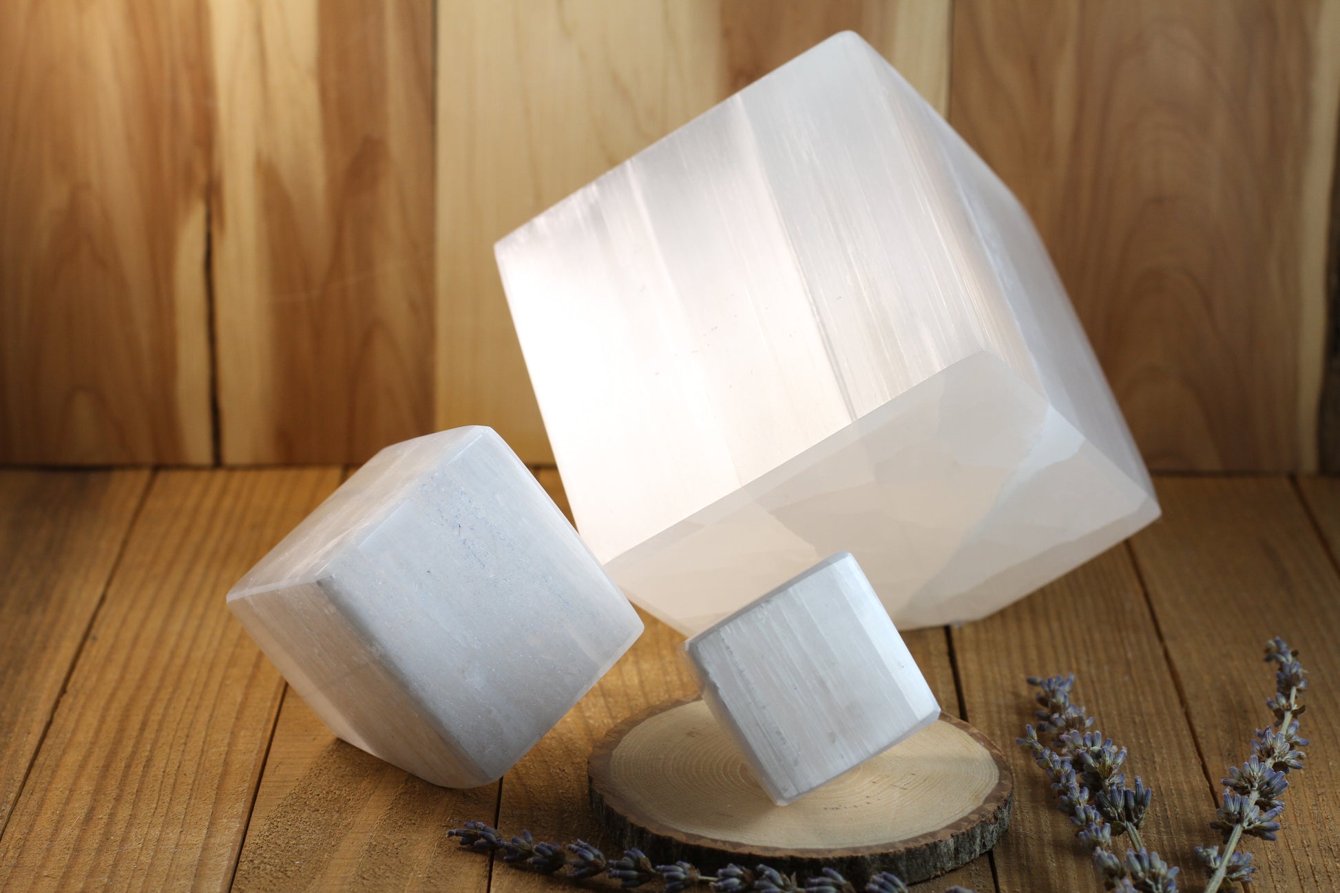 Selenite Cut Base Cube