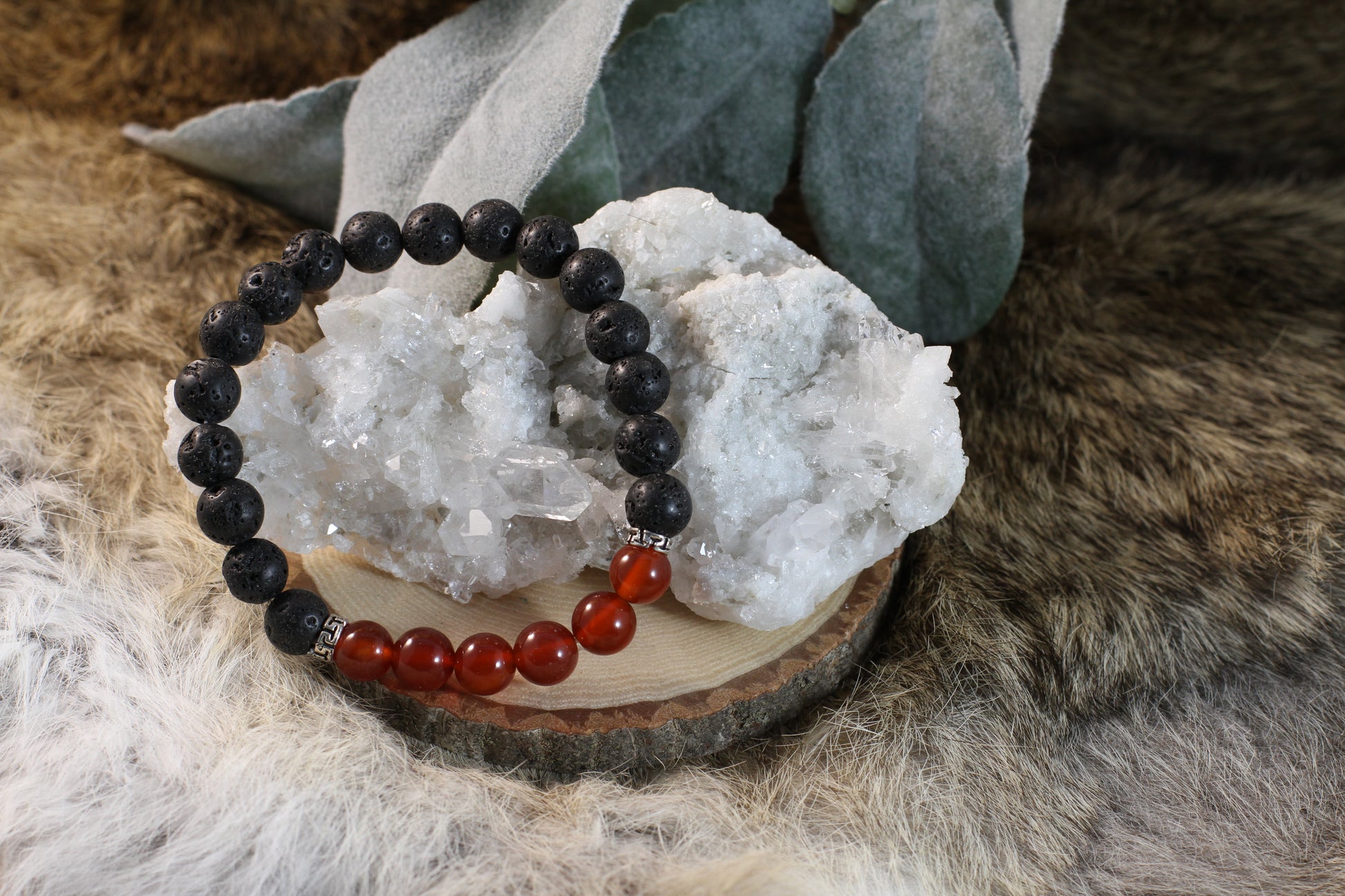 Carnelian & Lava Bead Bracelet
