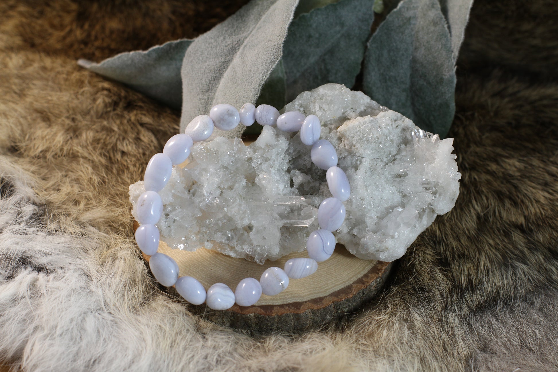 Blue Lace Agate Nugget Bracelet