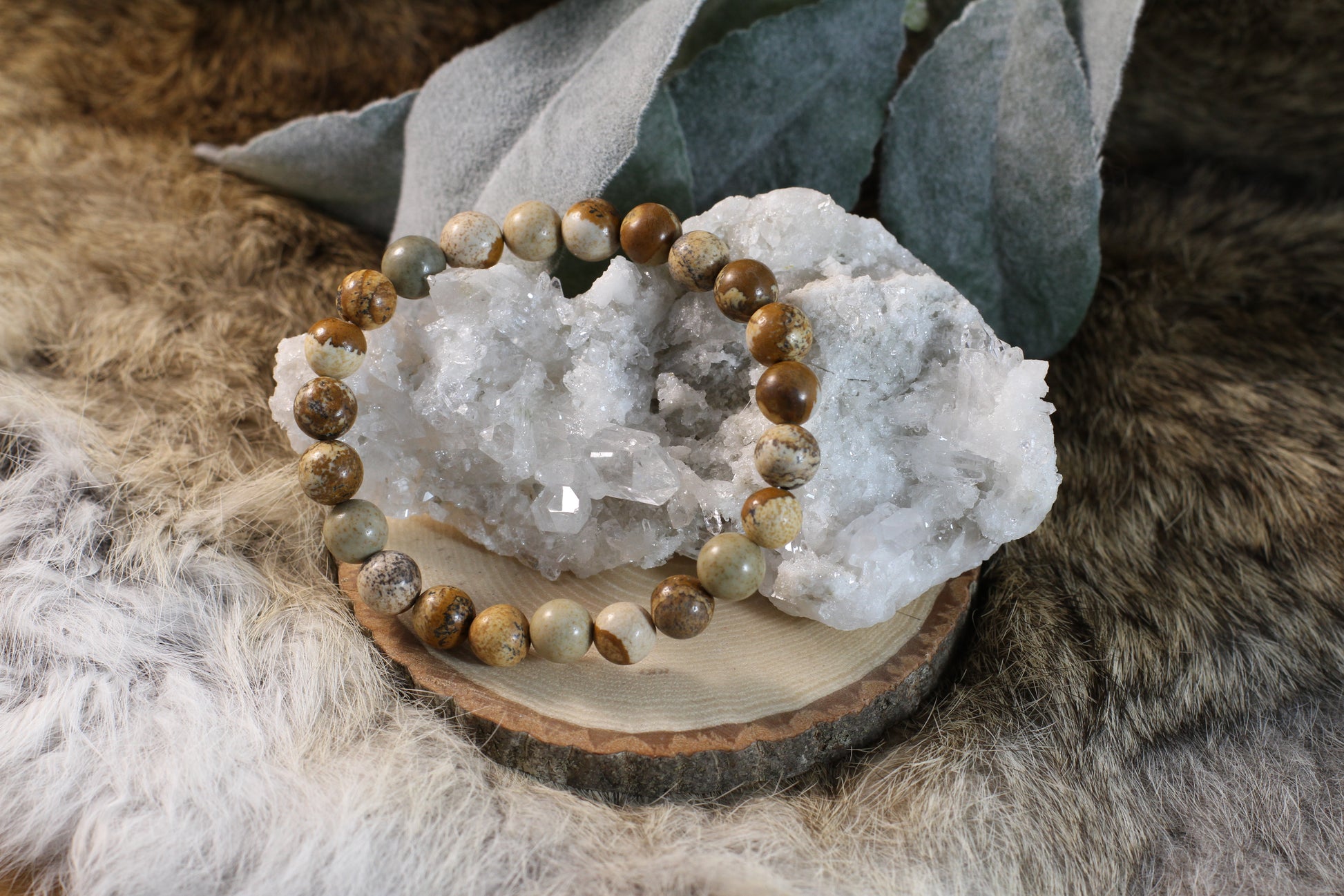 Picture Jasper Bead Bracelet