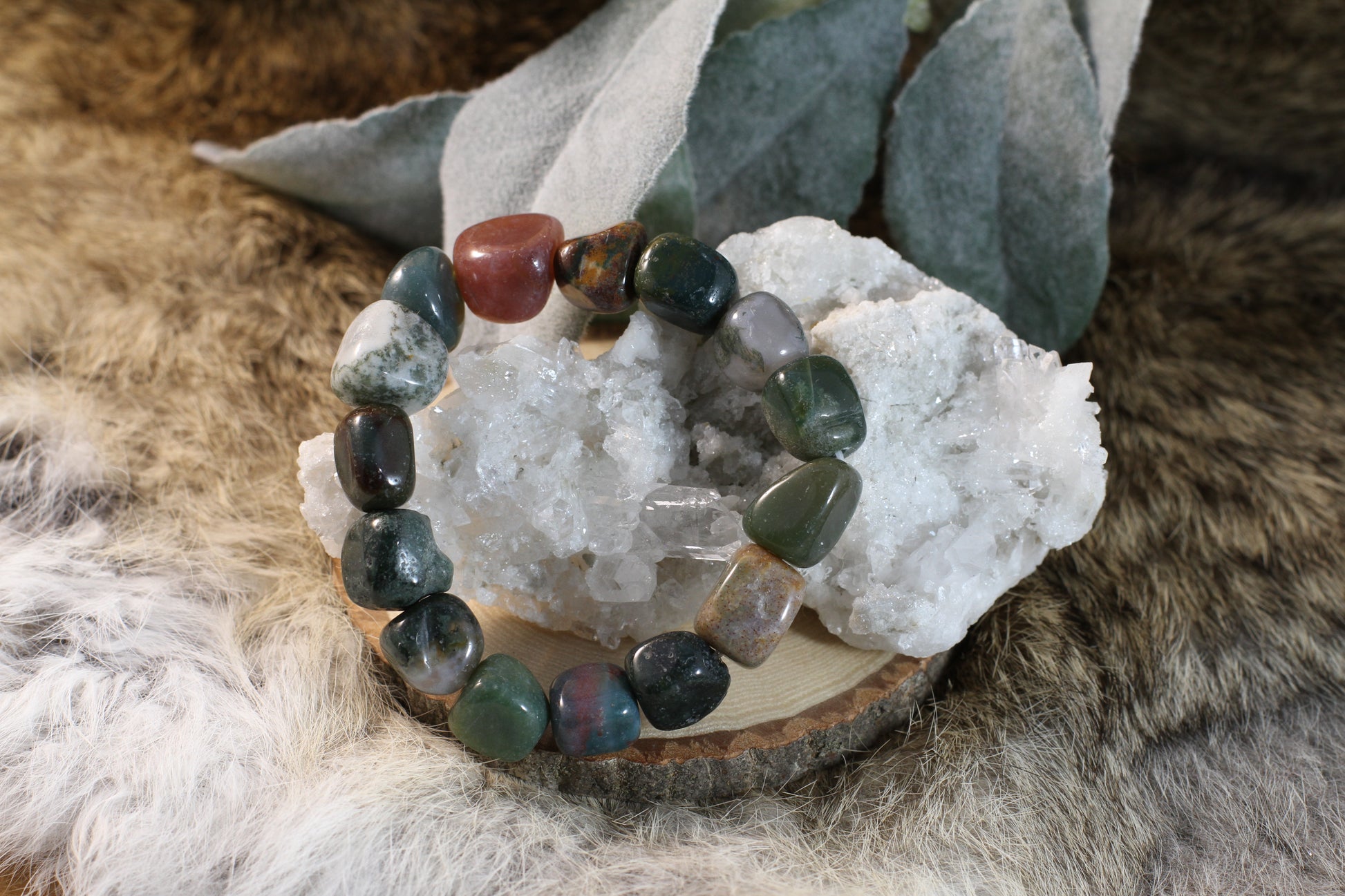 Moss Agate Large Nugget Bracelet