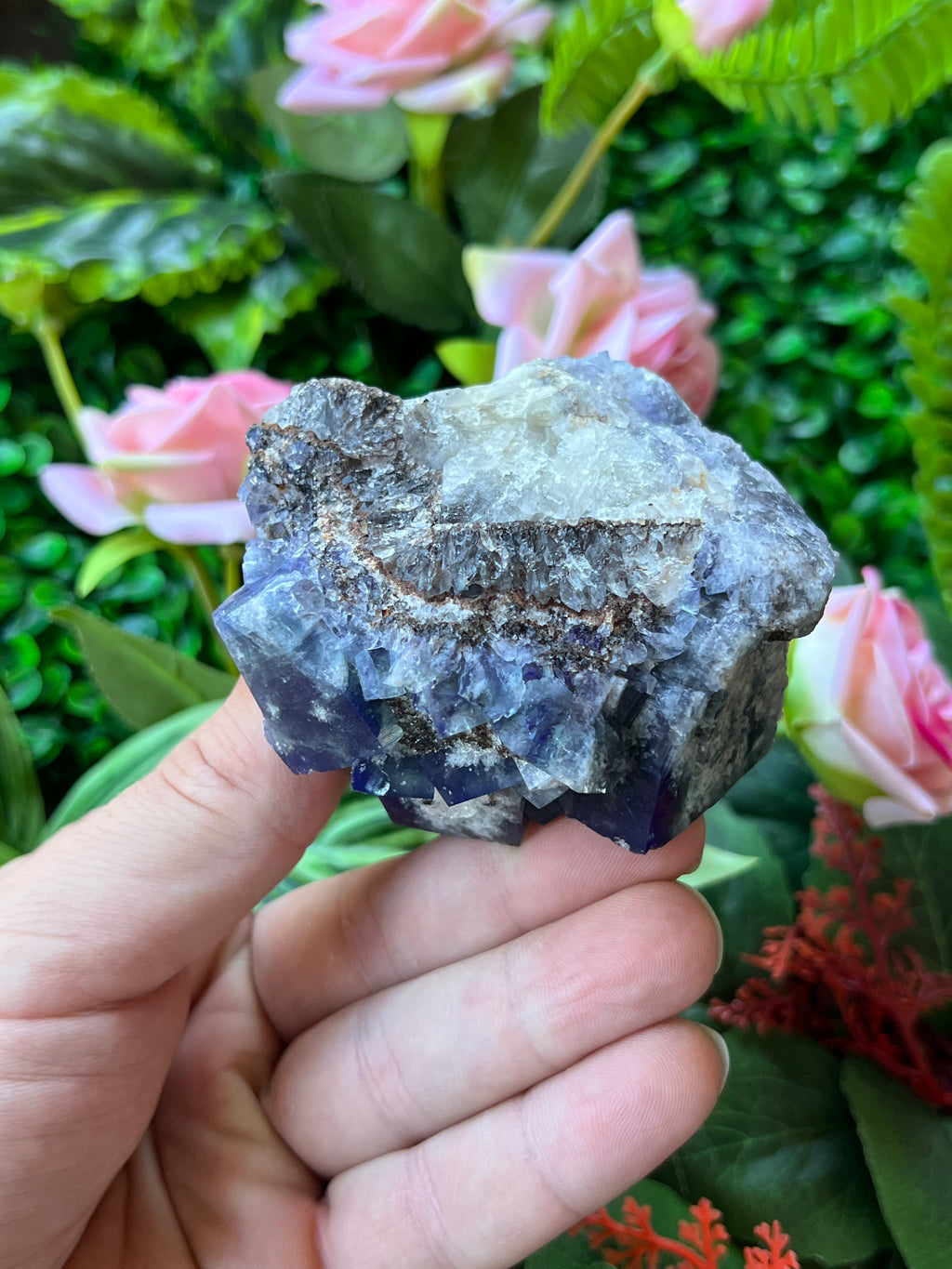 Fluorite (Color Change) w/ Quartz - Super Nova Pocket