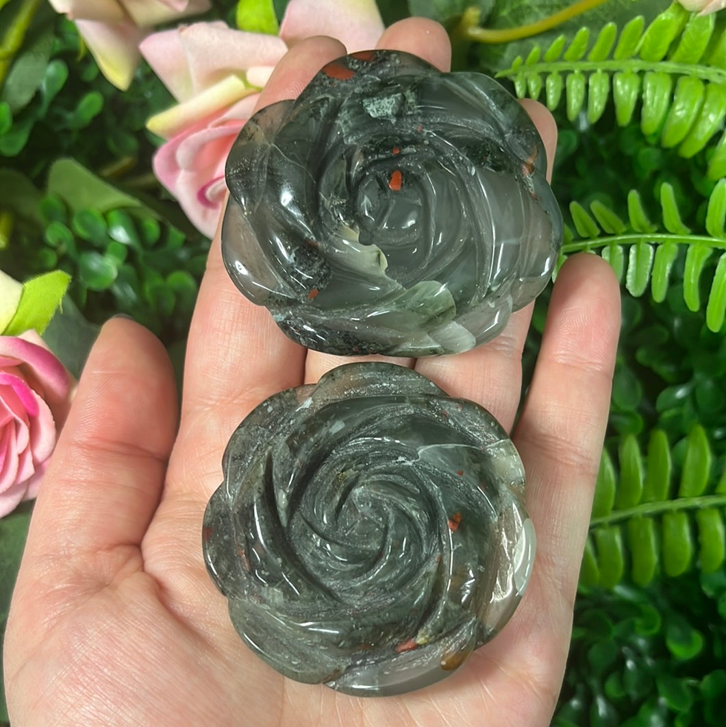African Blood Stone Rose Carving