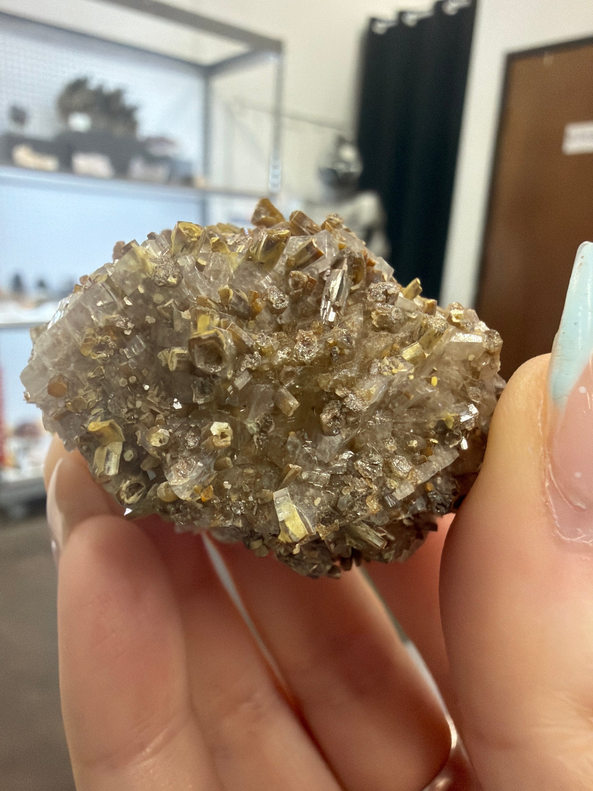Vanadinite (hoppered) on Calcite