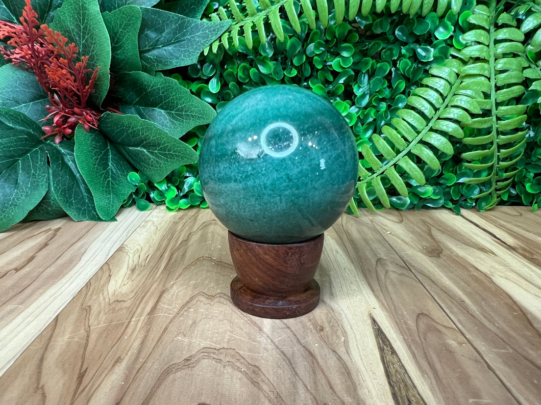 Green Aventurine Sphere w/ Pyrite Inclusions