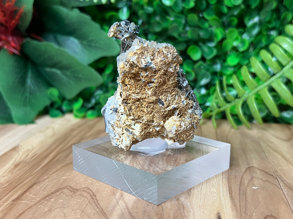 Stibnite w/ Druzy Quartz