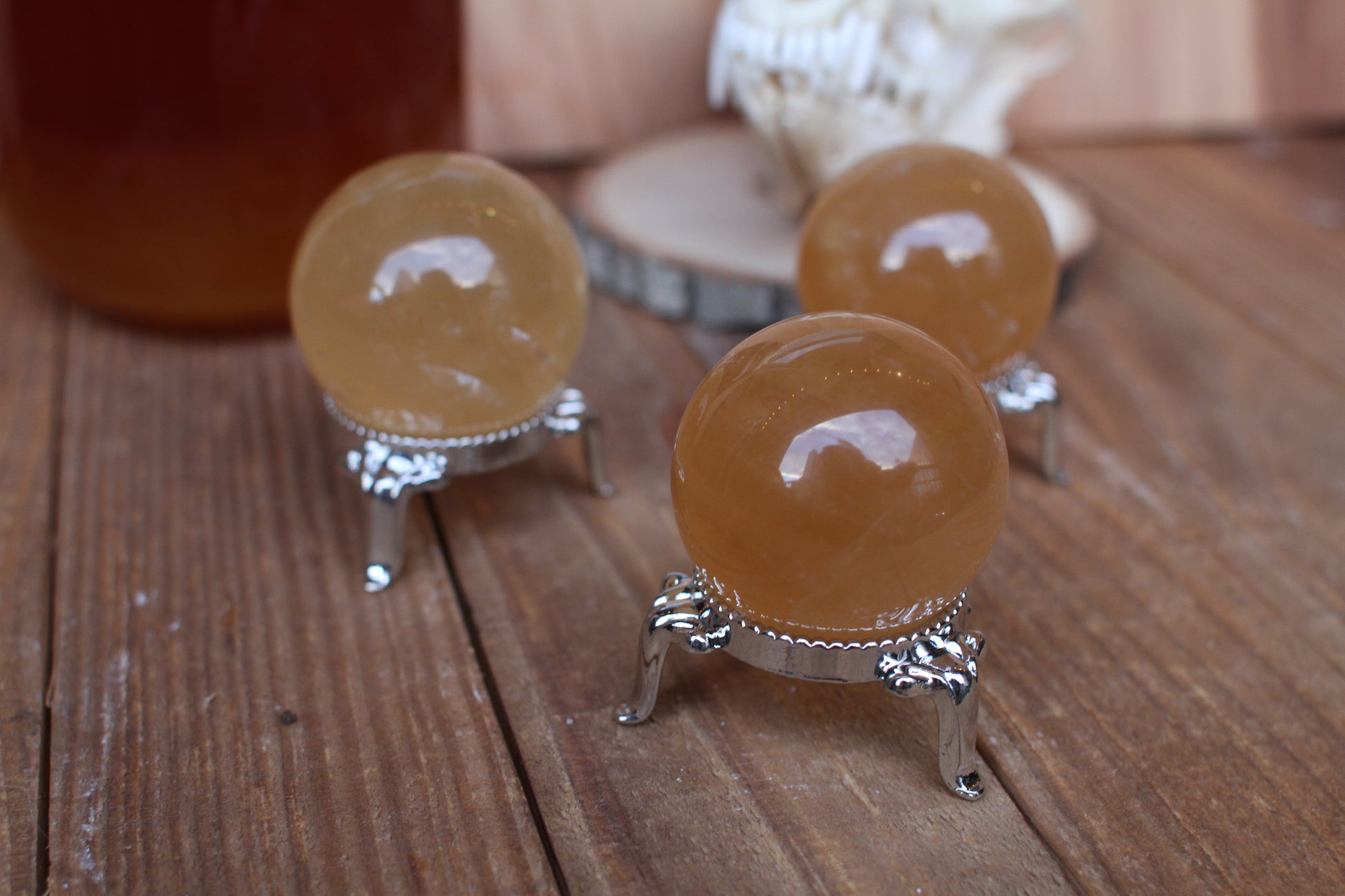 Honey Calcite Spheres