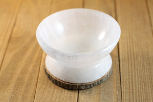 Selenite Round Bowl with Base