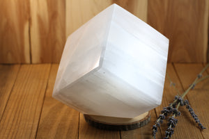 Selenite Cut Base Cube