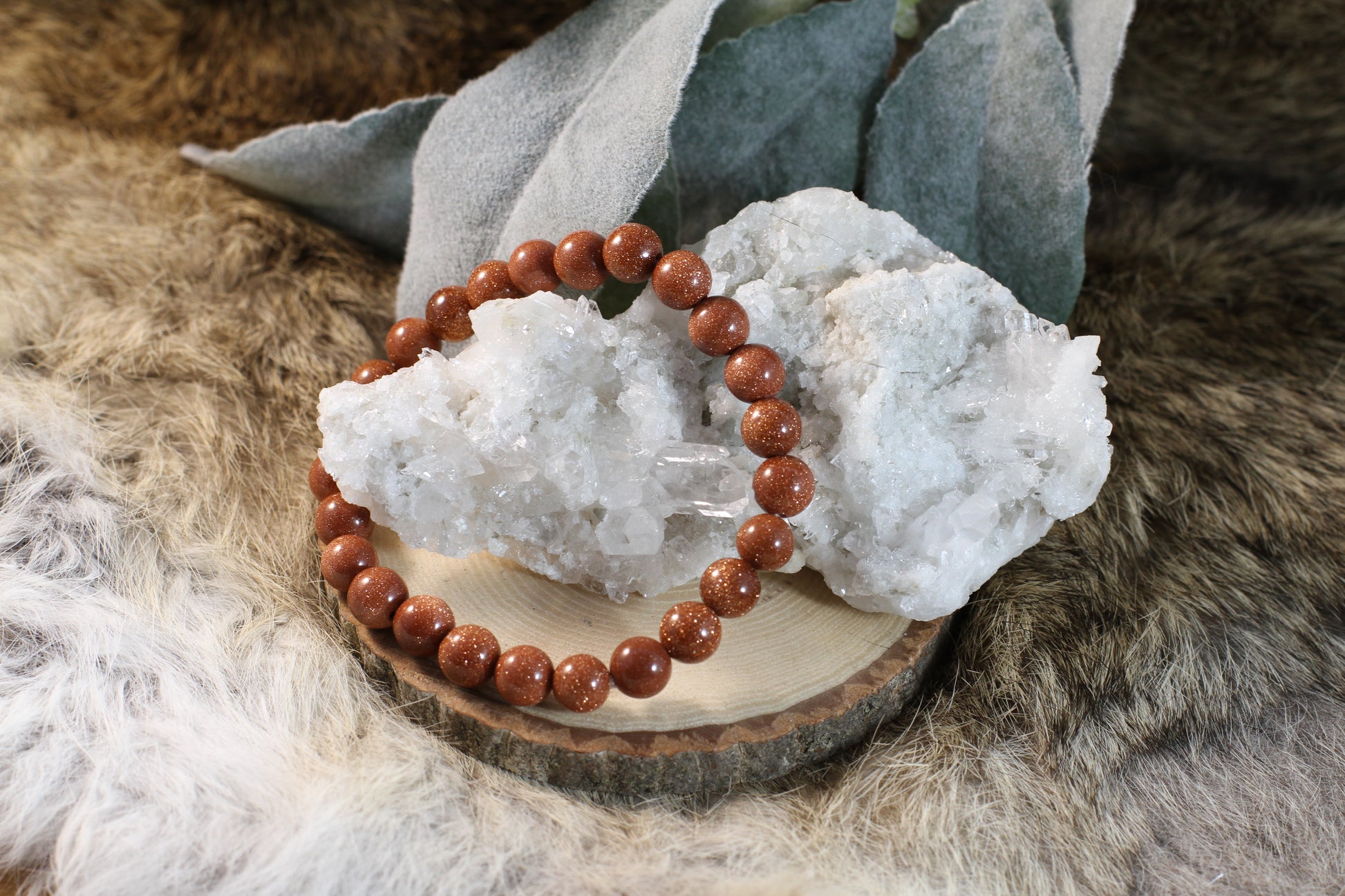Red Goldstone Bead Bracelet