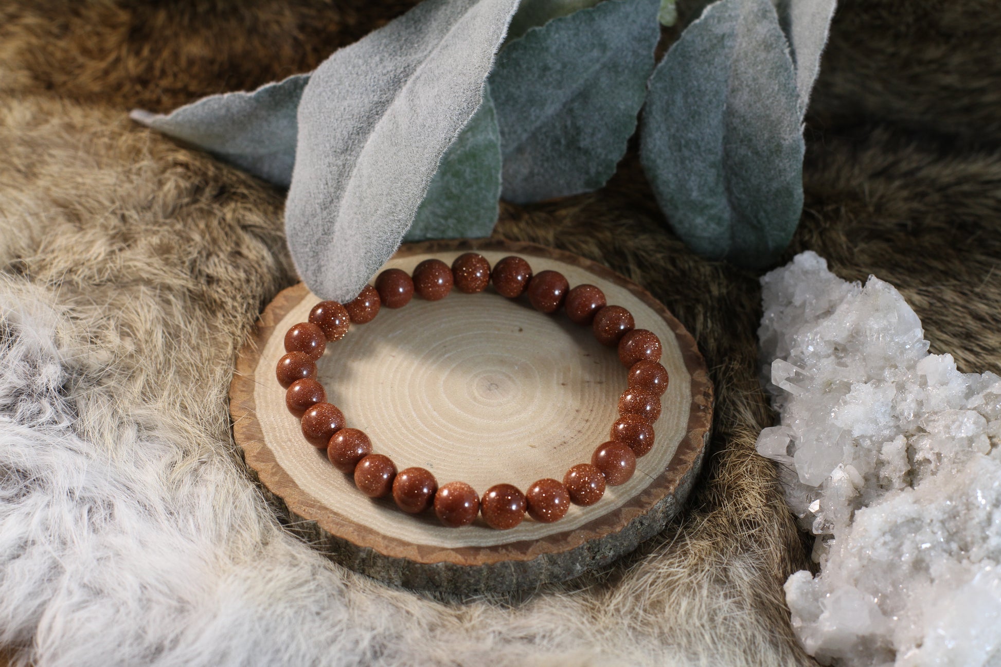 Red Goldstone Bead Bracelet