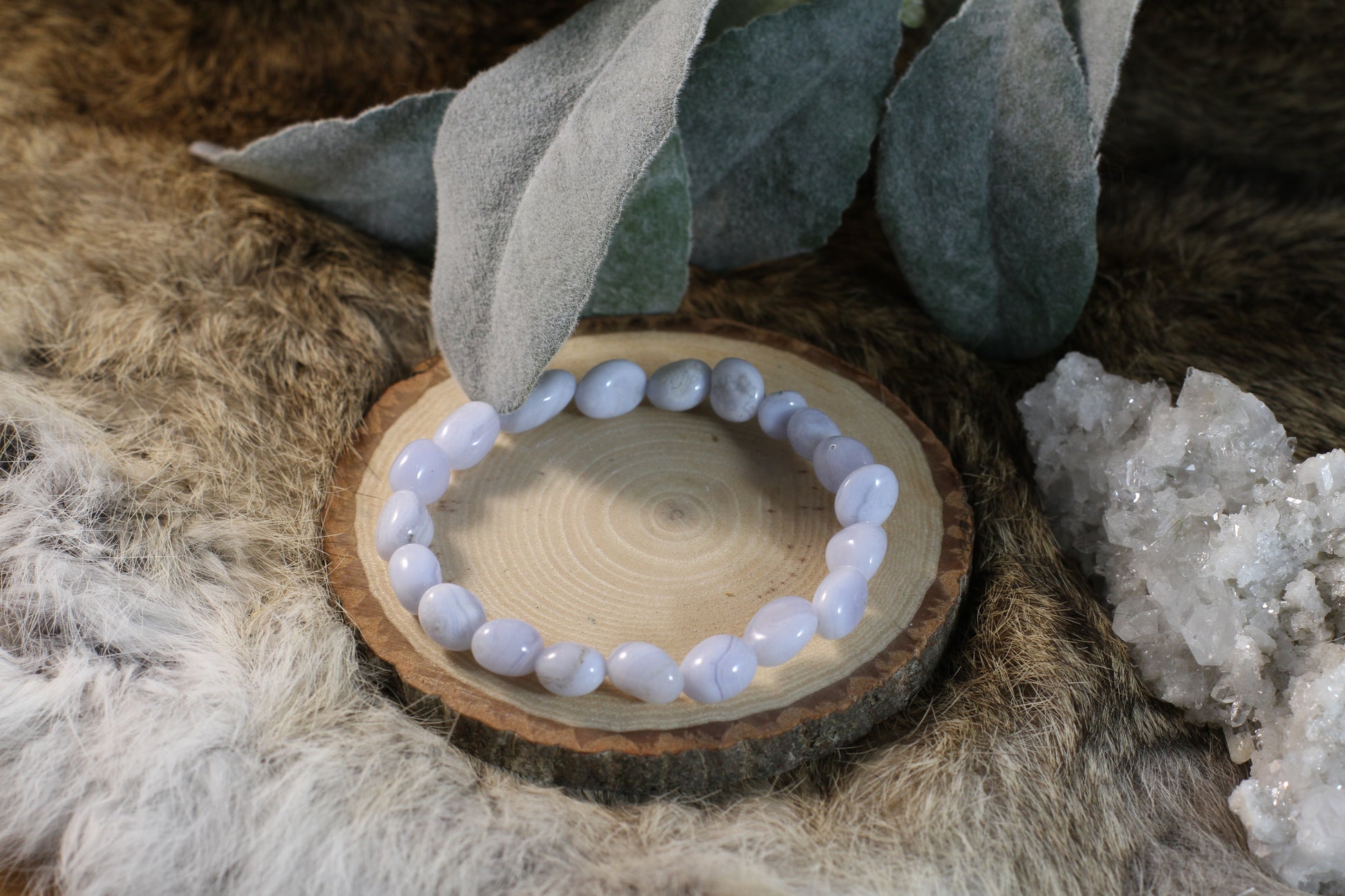Blue Lace Agate Nugget Bracelet