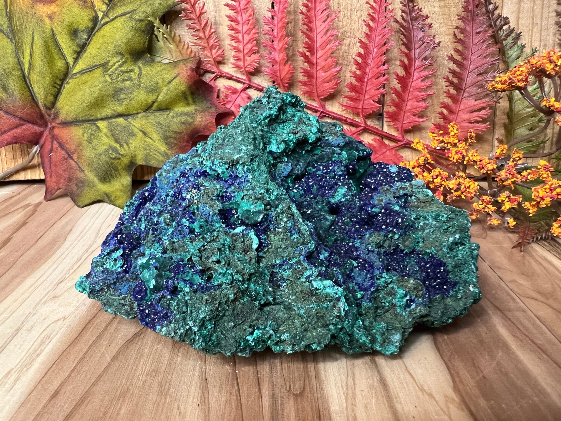 Azurite on Malachite