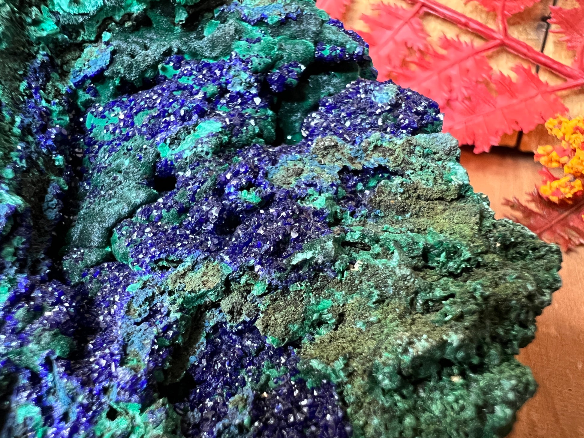 Azurite on Malachite