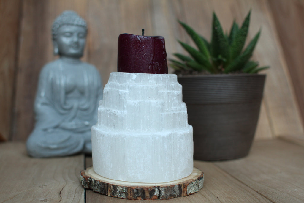 Selenite Candle Holder