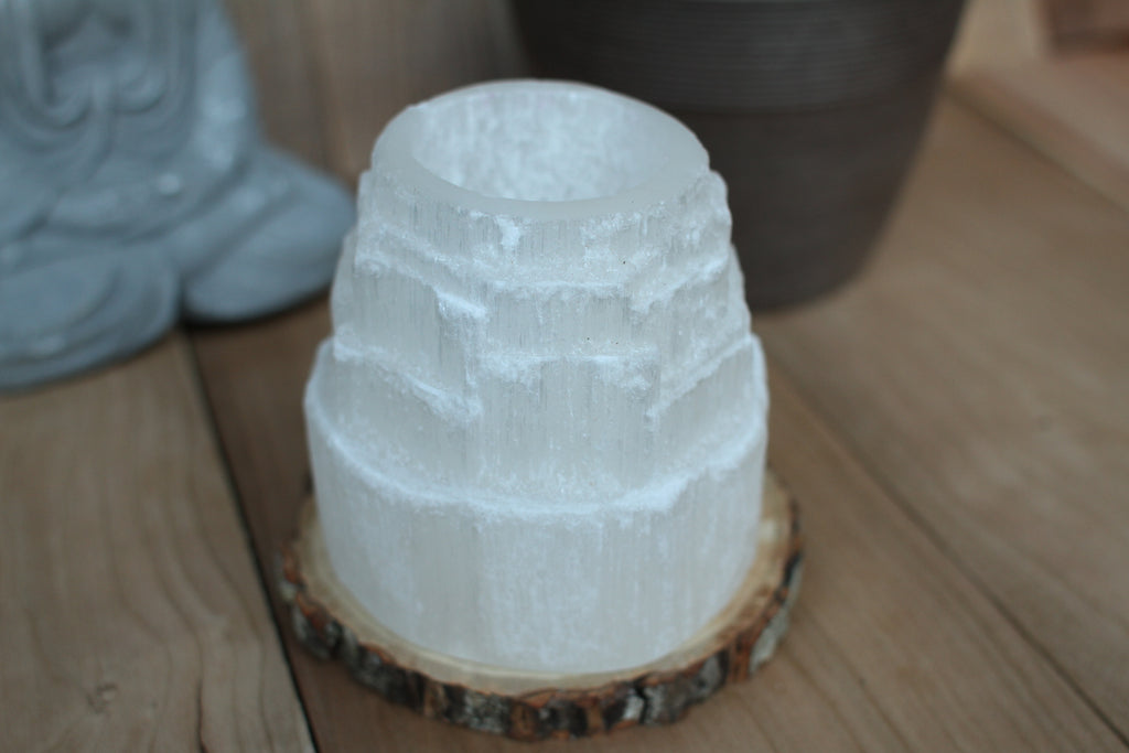 Selenite Candle Holder