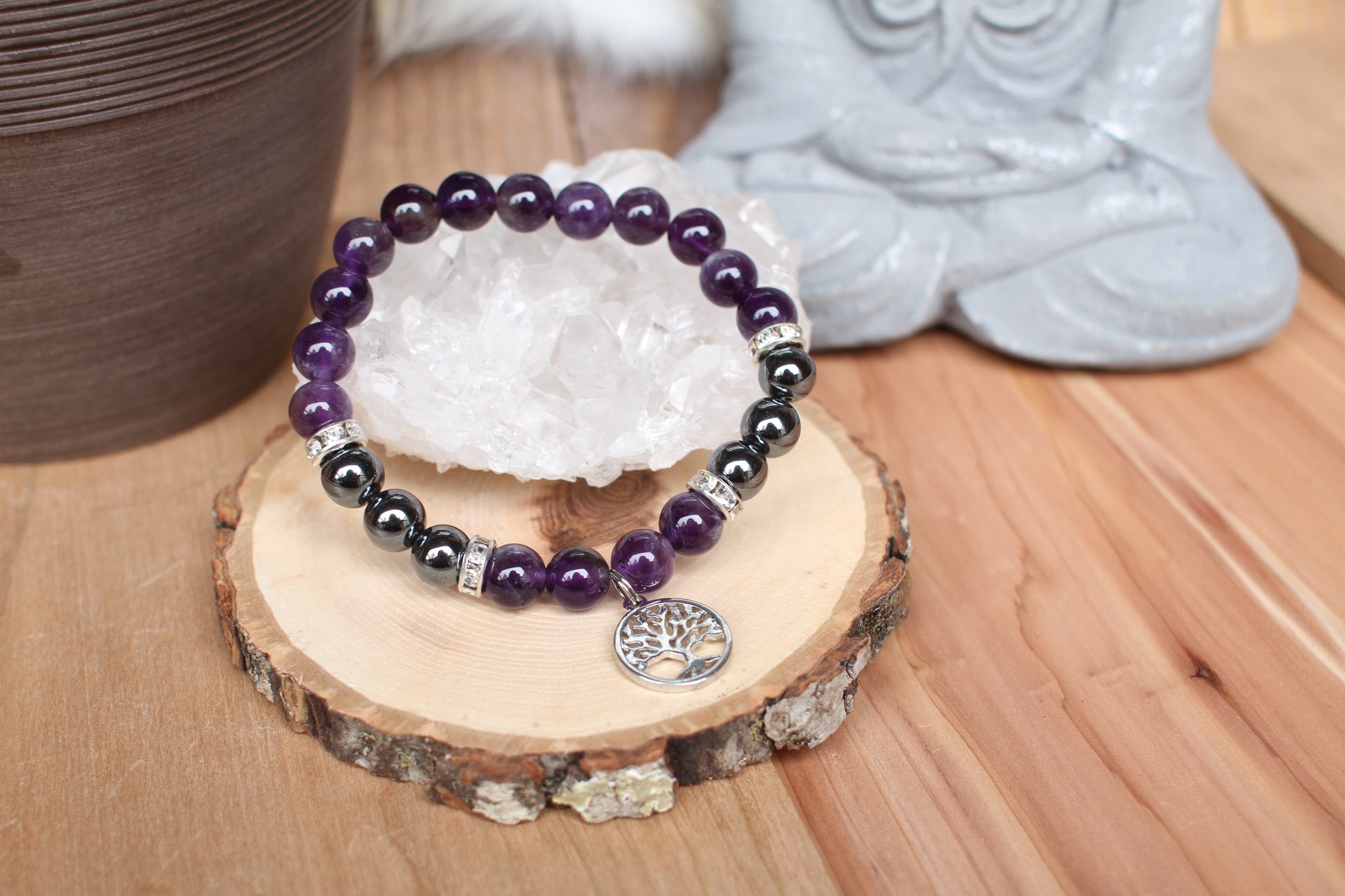 Amethyst & Hematite Bead Bracelet