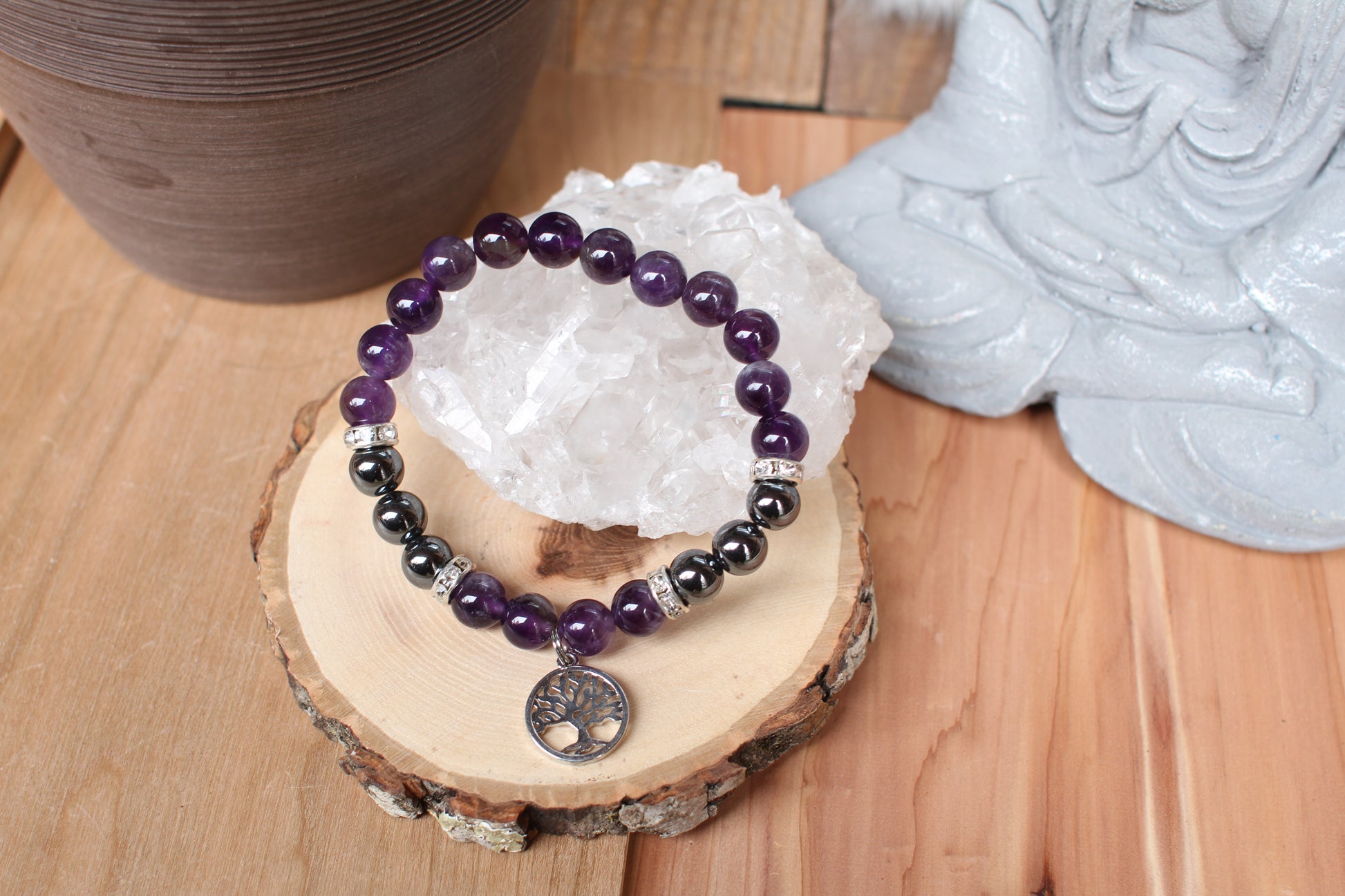 Amethyst & Hematite Bead Bracelet