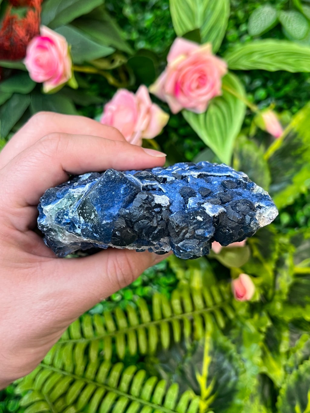 “Blueberry” Fluorite on Quartz