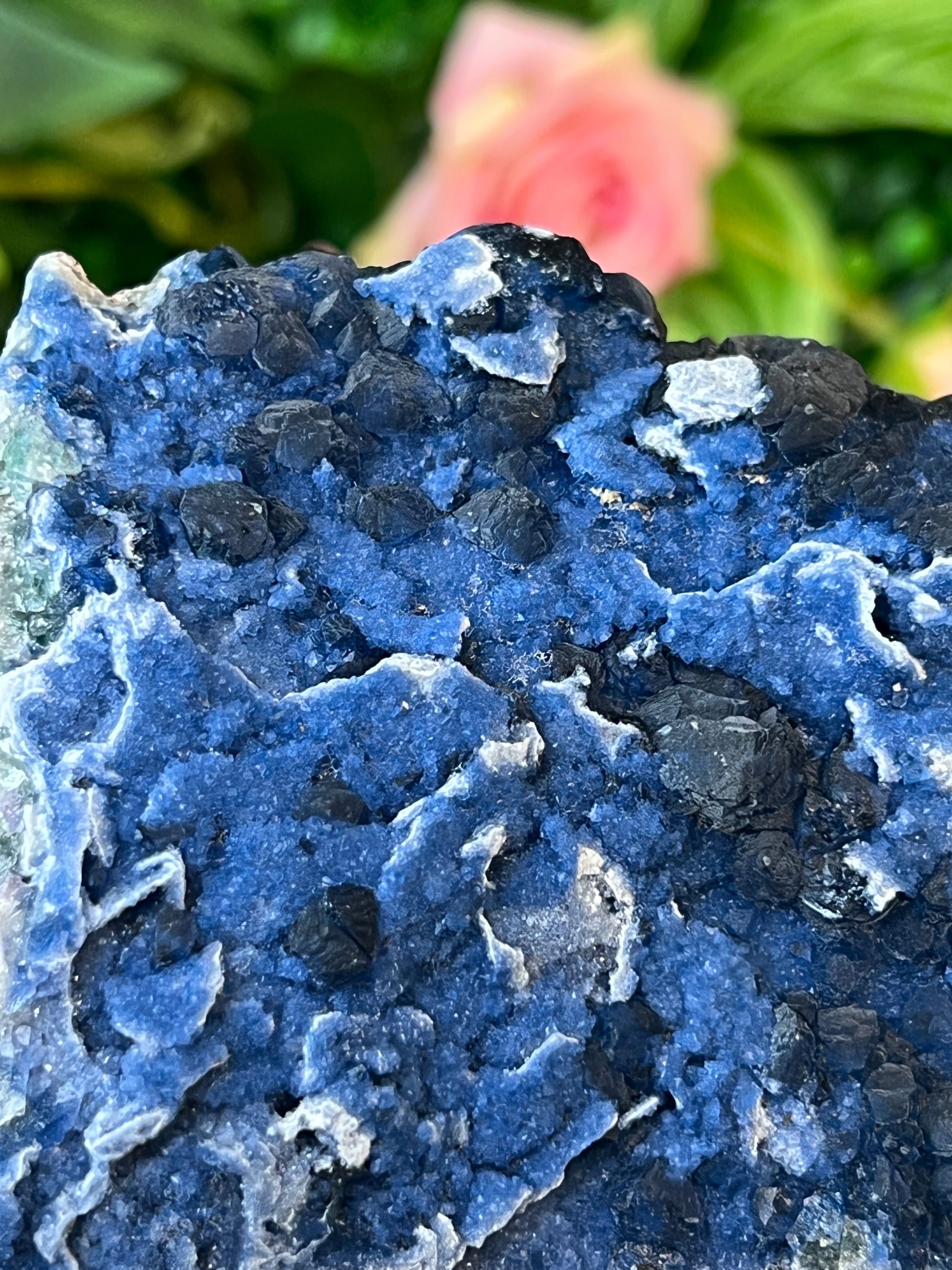 “Blueberry” Fluorite on Quartz