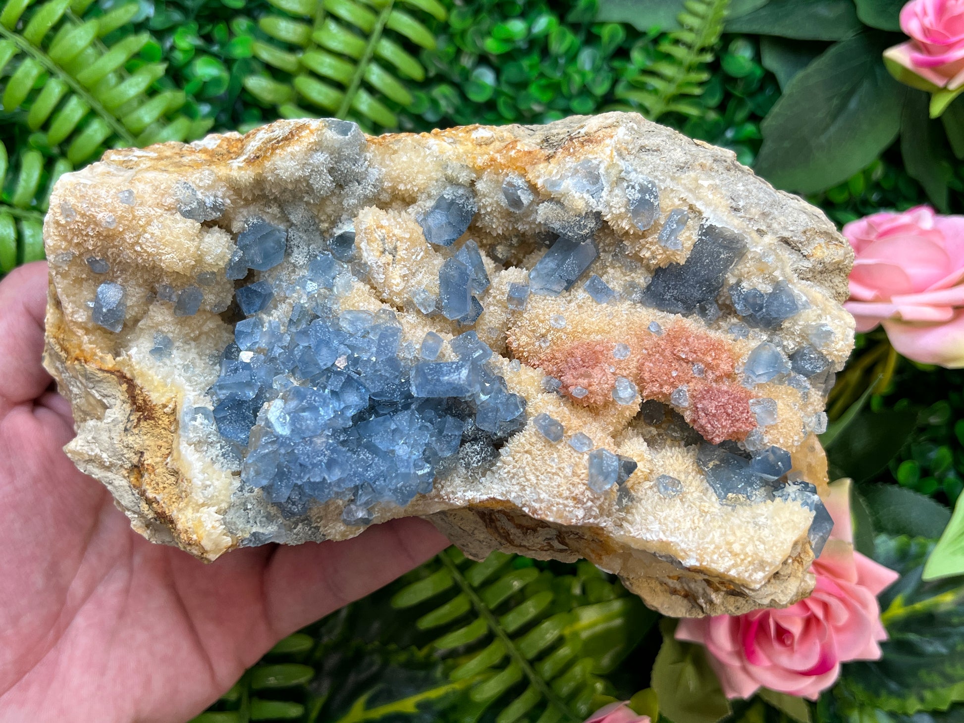 Celestine on Calcite