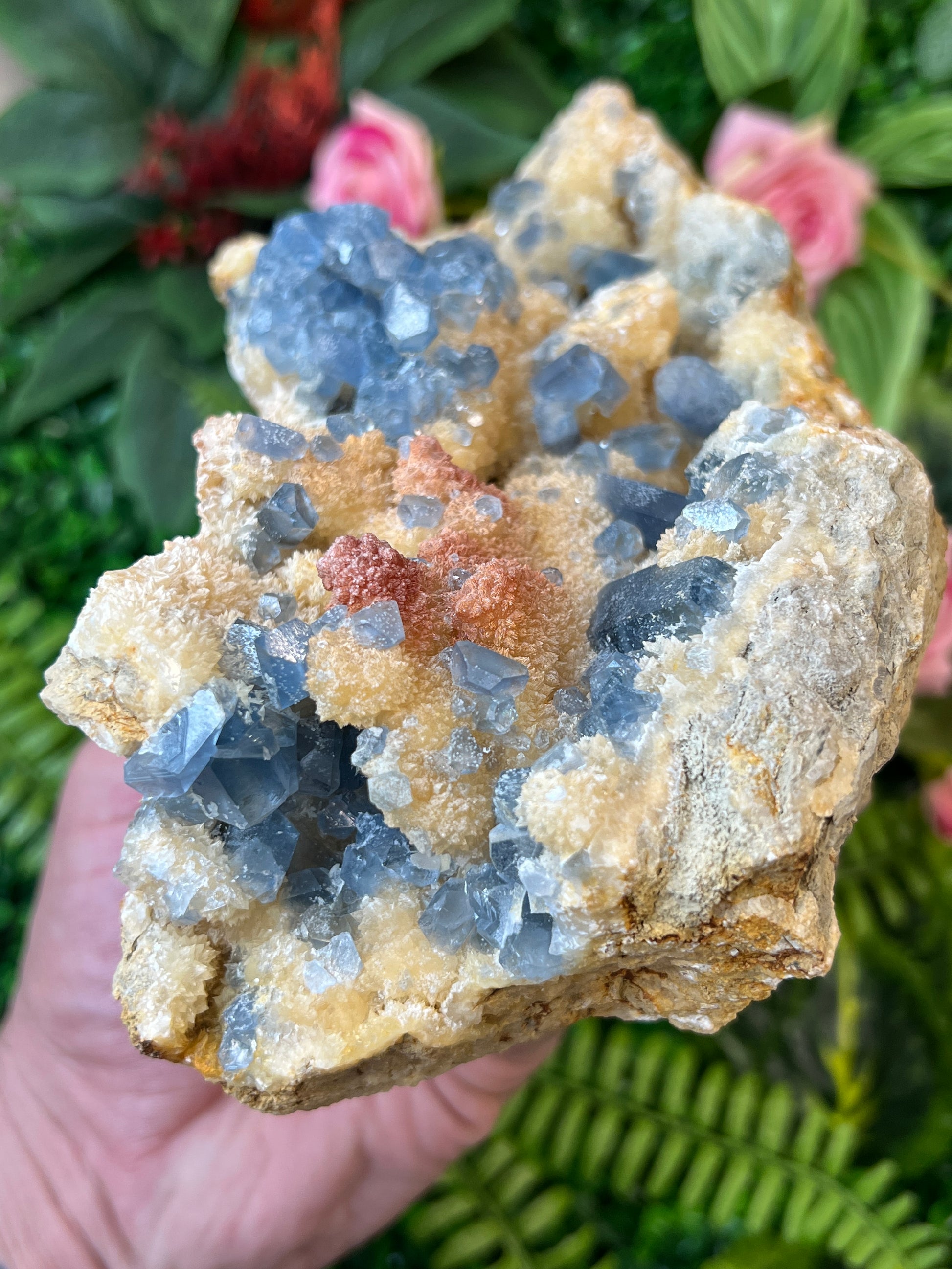 Celestine on Calcite